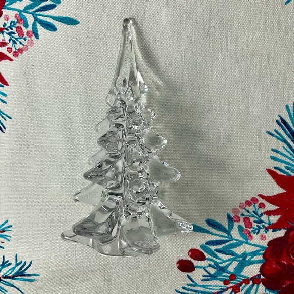 Vintage Enesco Clear Glass Christmas Tree Collectible Figurine 1987 Paperweight - Picture 3 of 5